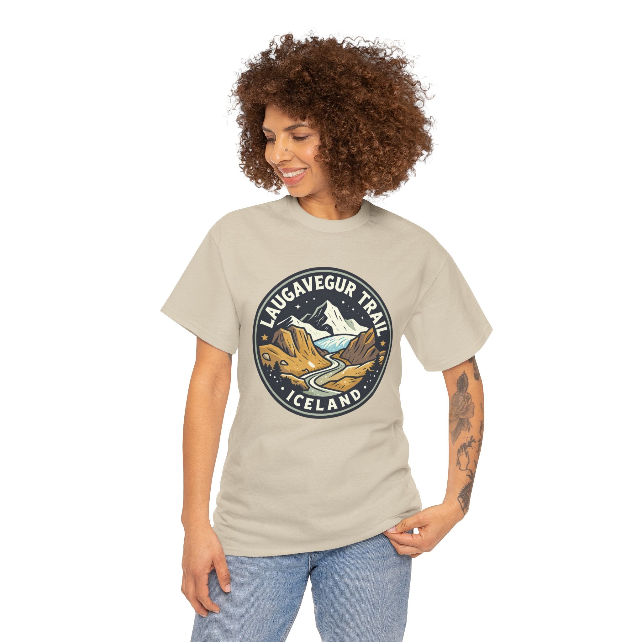 Laugavegur Trail Iceland T-Shirt — Vintage Hiking Badge Tee