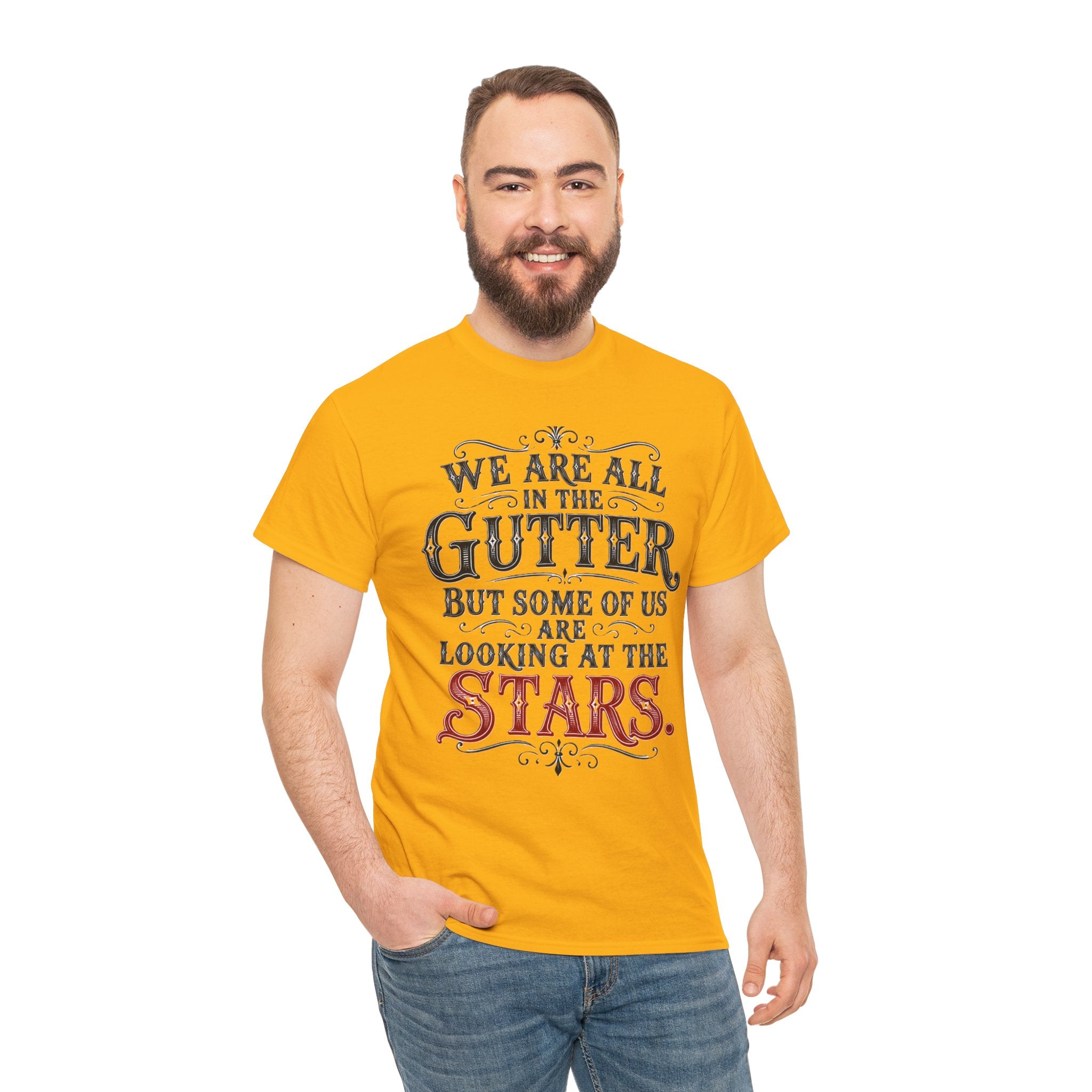 We Are All in the Gutter But Some of Us Are Looking at the Stars T-Shirt | Oscar Wilde Quote Tee | Unisex Vintage Typography