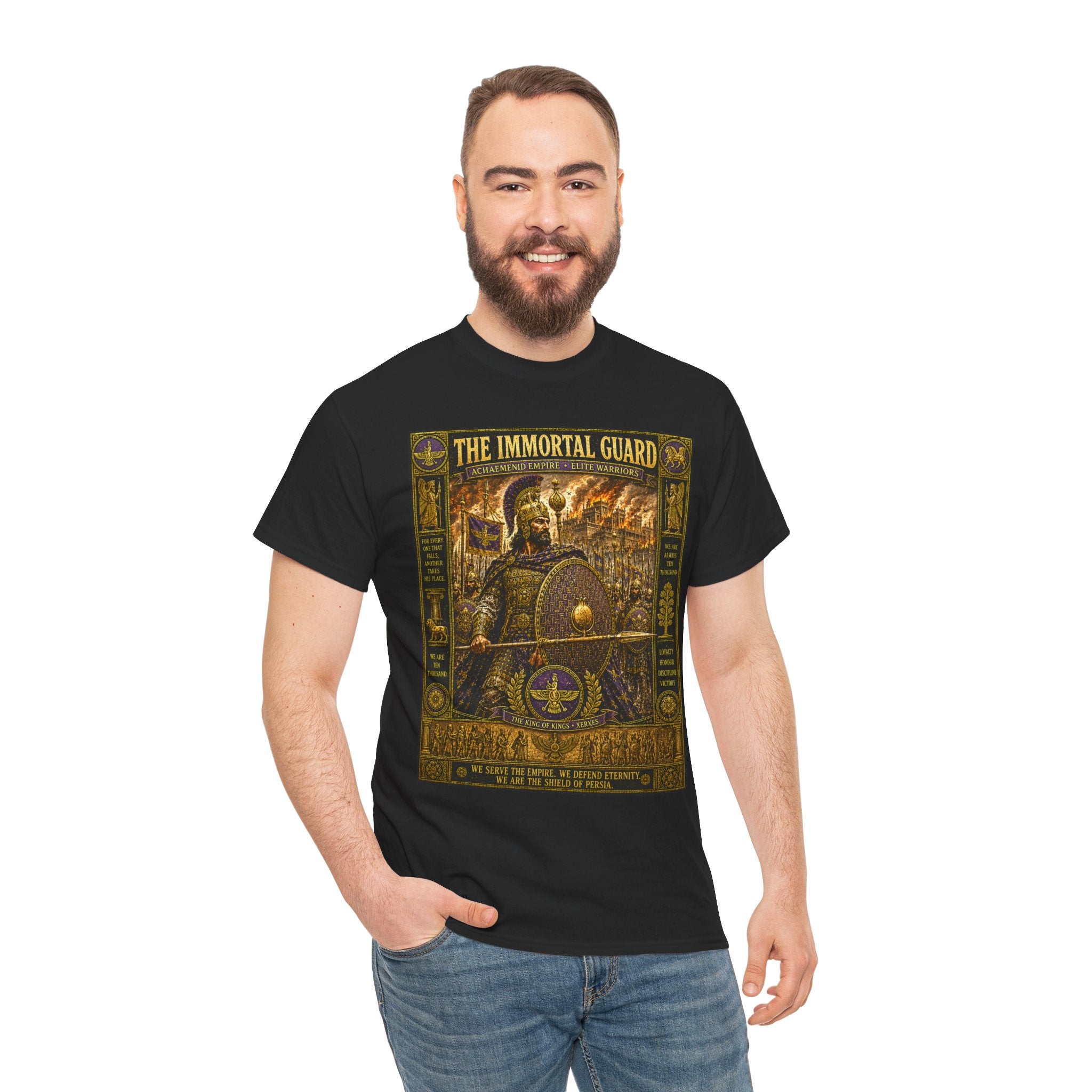 The Immortal Guard – Persian Achaemenid Empire Elite Warrior Ancient Battle Graphic T-ShirtThe elite fighting force of the Achaemenid Persian Empire