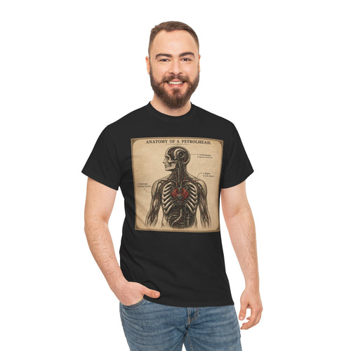 Anatomy of a Petrolhead T-Shirt | Funny Car Lover Diagram Graphic Tee | Vintage Engine Anatomy Mechanic Shirt | Gearhead Humour Art