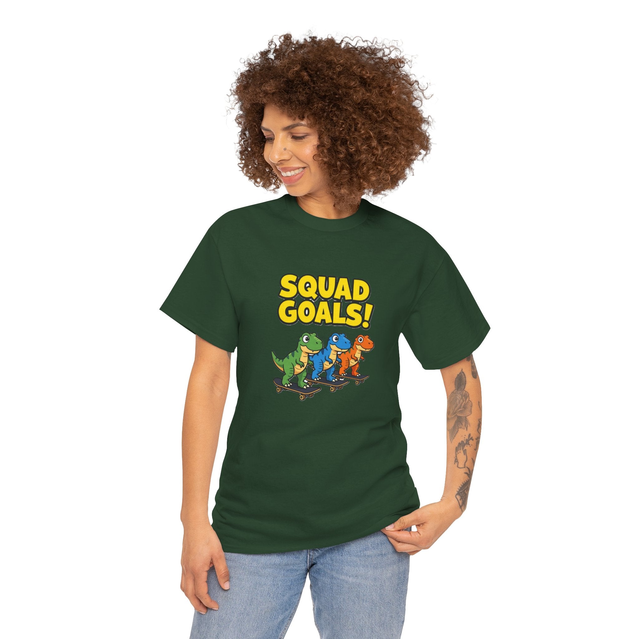 Squad Goals! Dinosaur T-Shirt – Cute Cartoon Dino Crew Tee
