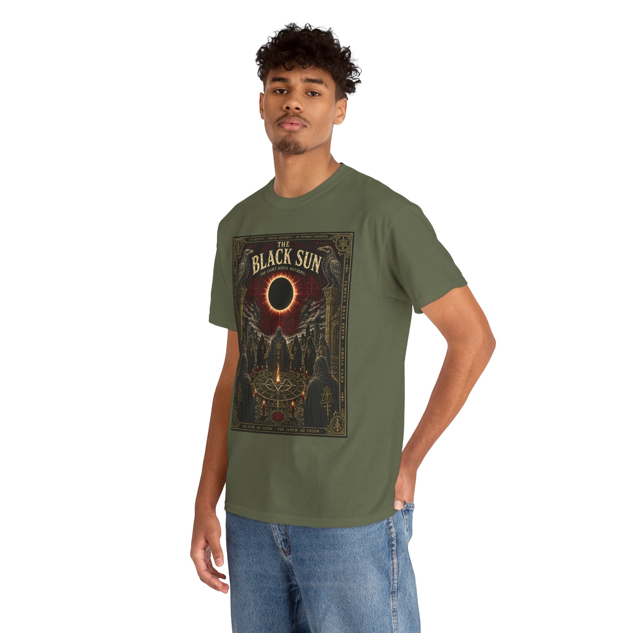 The Black Sun – Occult Eclipse Ritual Ravens Esoteric Graphic T-Shirt