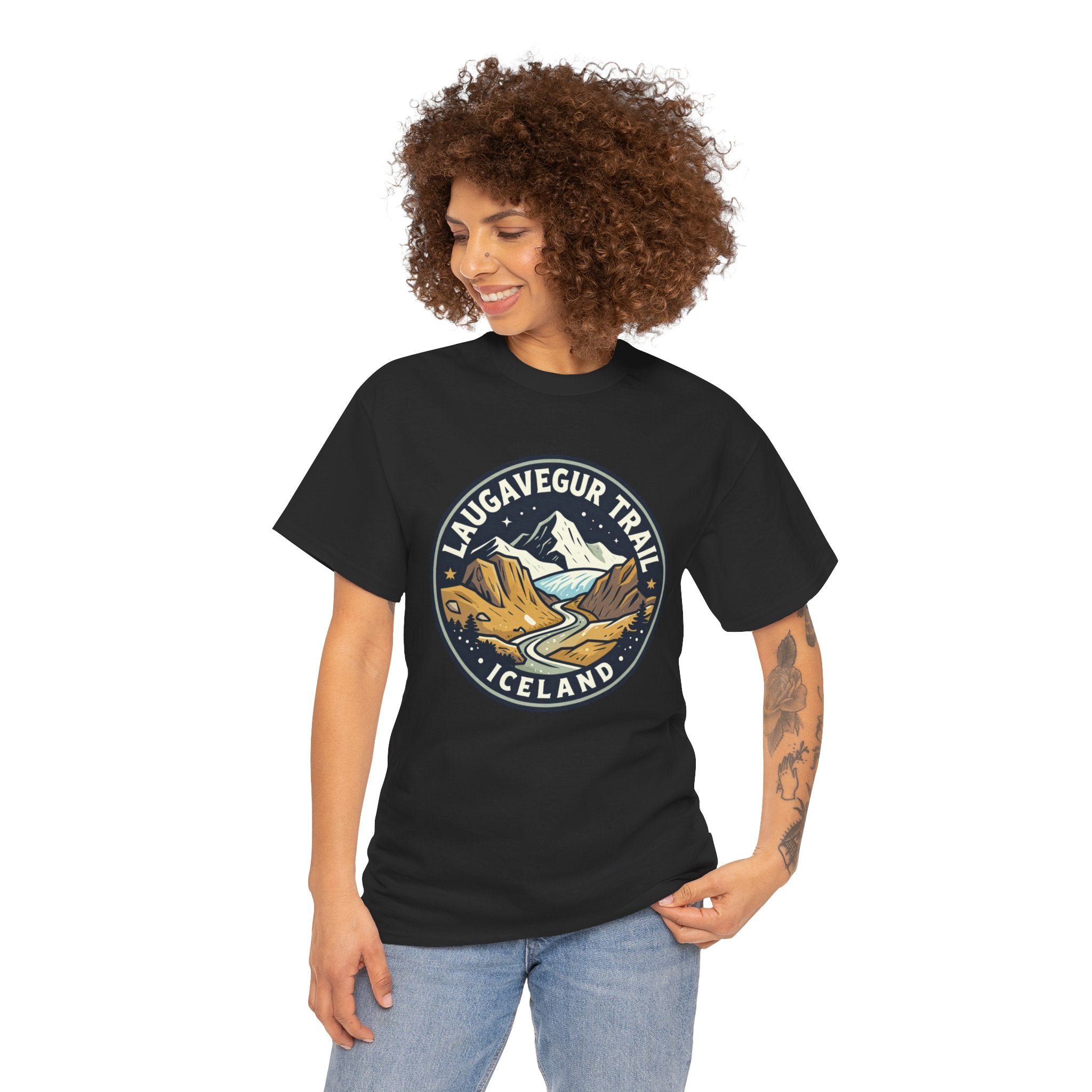 Laugavegur Trail Iceland T-Shirt — Vintage Hiking Badge Tee