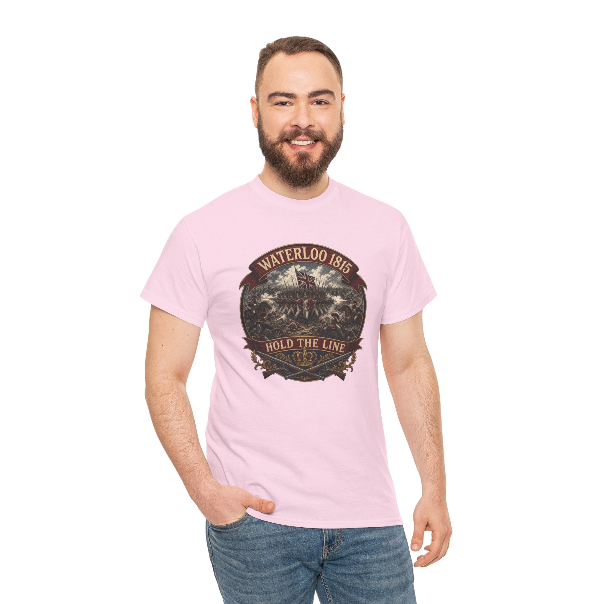 Waterloo 1815 — Hold The Line T-Shirt | British Redcoat Infantry Square Graphic Tee | Napoleonic Wars Heritage | Wellington's Army Battle Badge Gift
