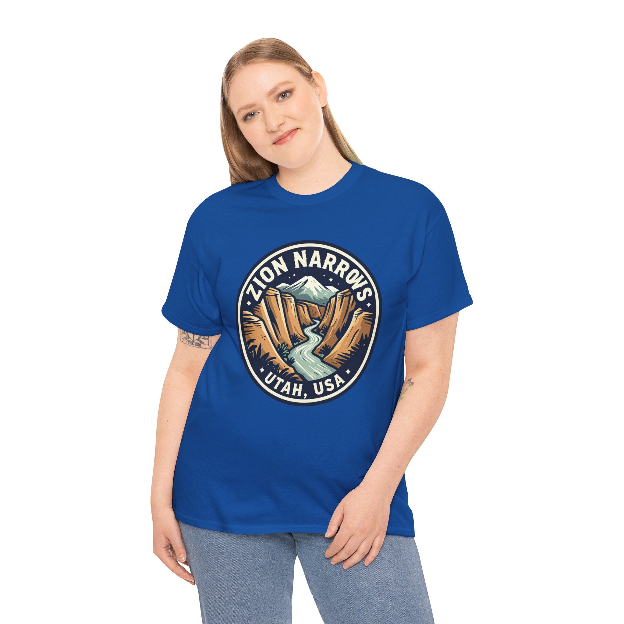Zion Narrows Utah River Badge Tee — National Park Hiking T‑Shirt