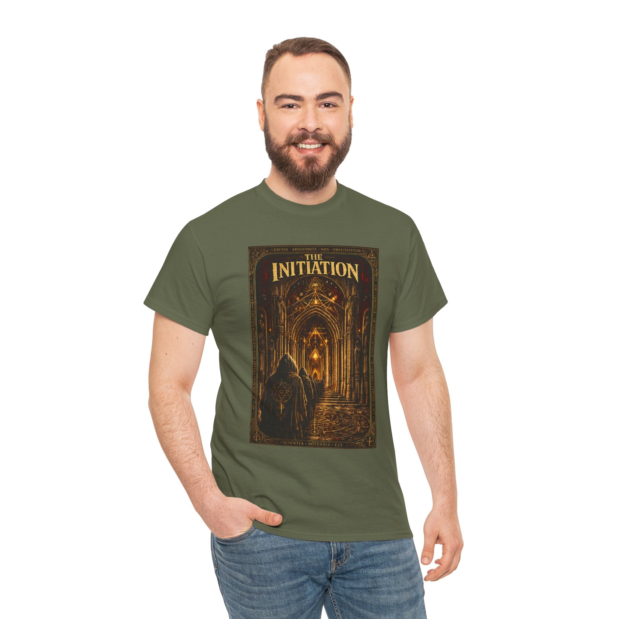 The Initiation – Secret Society Gothic Cathedral Occult Ritual Graphic T-Shirt