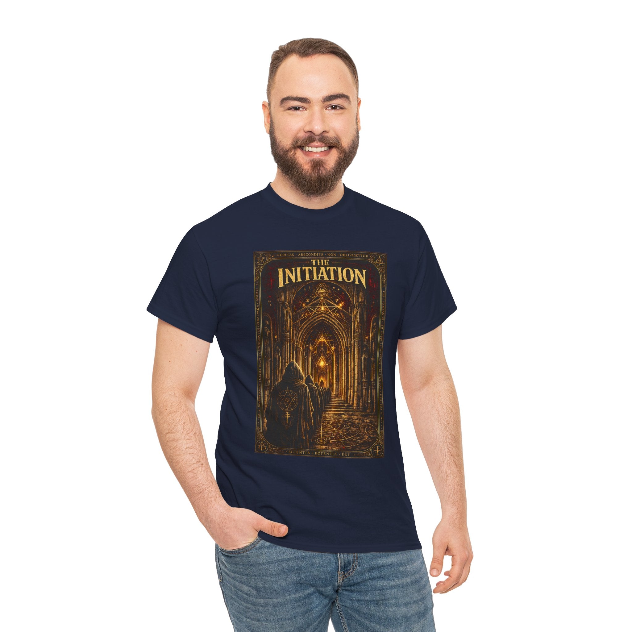 The Initiation – Secret Society Gothic Cathedral Occult Ritual Graphic T-Shirt